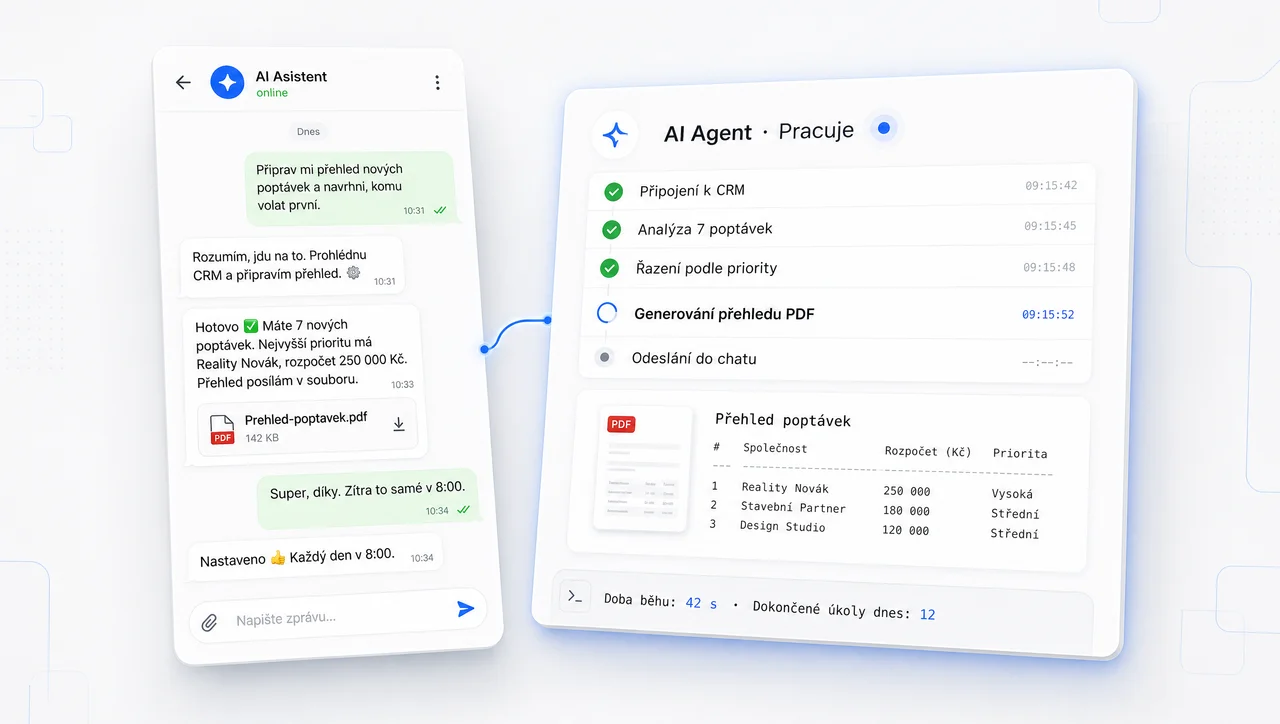 Conversation with an AI agent via Telegram or WhatsApp