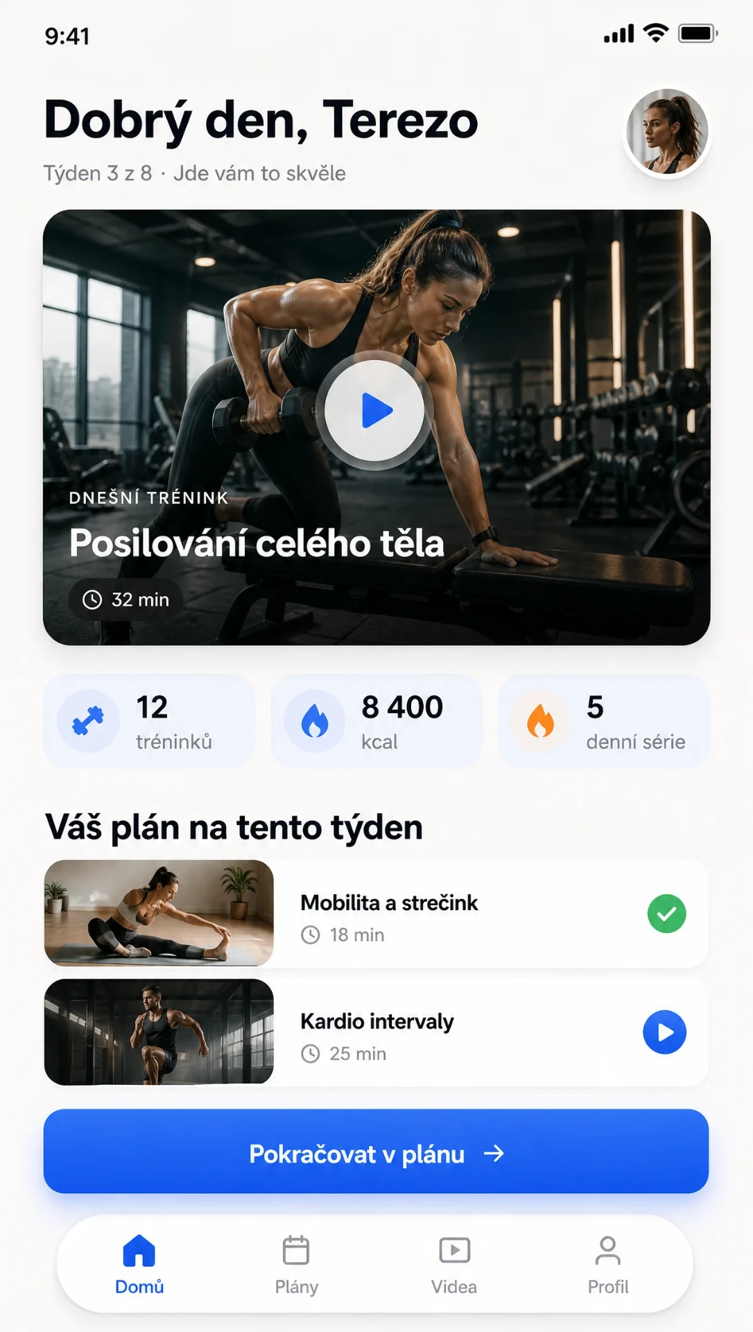 Fitness mobile app example